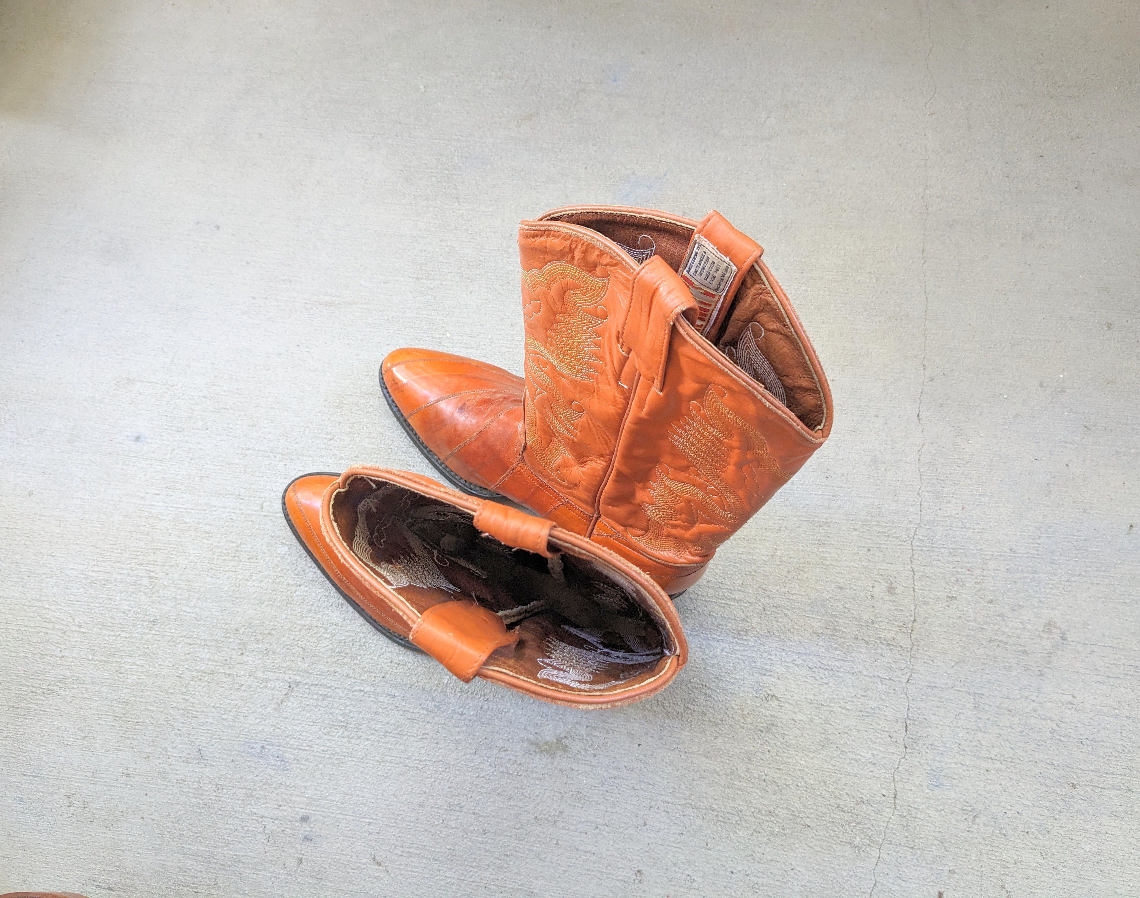 Vintage Eel Cowboy Boots Brown 8.5 Leather Mexico Botas Ranchwear Size US 8.5 / EU 41-42 - 13 Thumbnail