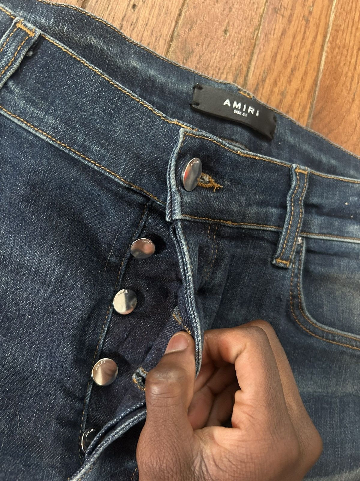 Amiri Amiri Light Blue MX1 Distressed Skinny Jeans - Size 38 Size US 38 / EU 54 - 5 Thumbnail