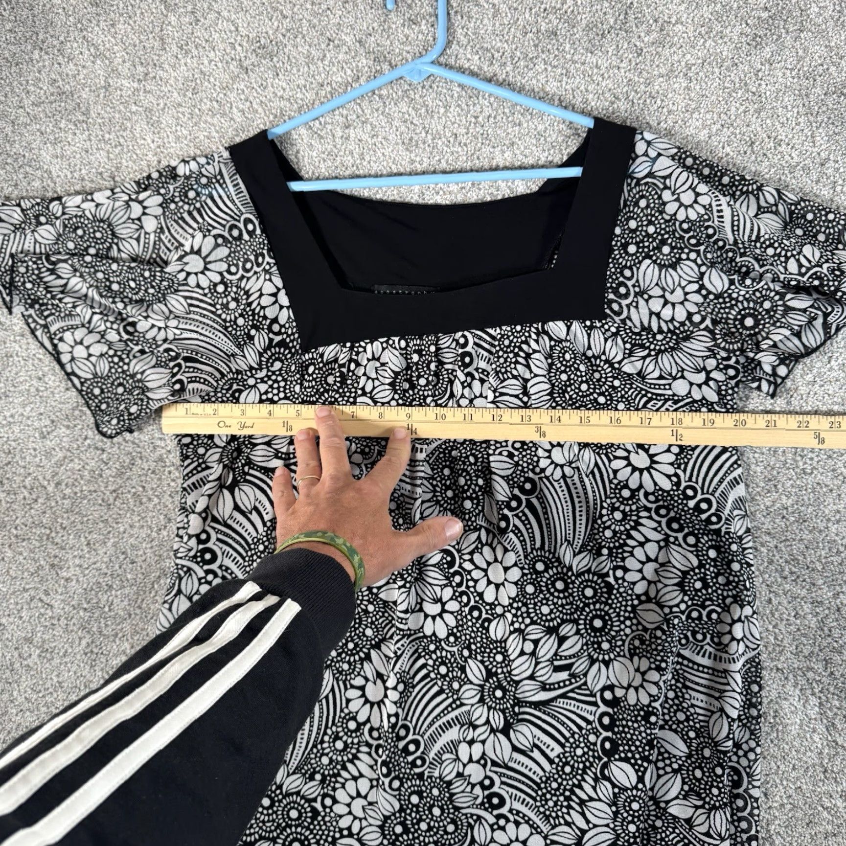 Vintage Apostrophe XL Blouse Flowy 60s Mod Fairy Grunge Retro Dark Romantic Whimsigoth Flutter Sleeve Square Neck Black Womens Blouse Size XL / US 12-14 / IT 48-50 - 3 Thumbnail
