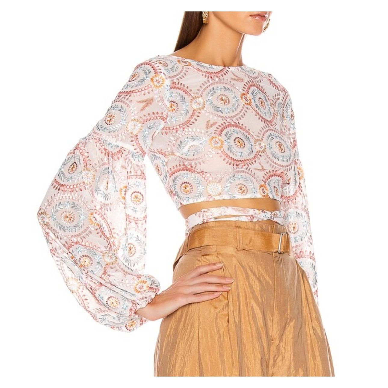 Other Atoir Love Crop Top Embroidered Boho Wrap Tie Size S #0509 Size S / US 4 / IT 40 - 2 Thumbnail