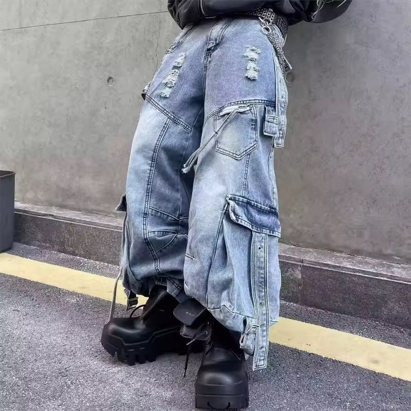 Japanese Brand DISTRESSED Multi-Pocket Baggy Pants Size US 27 - 5 Thumbnail