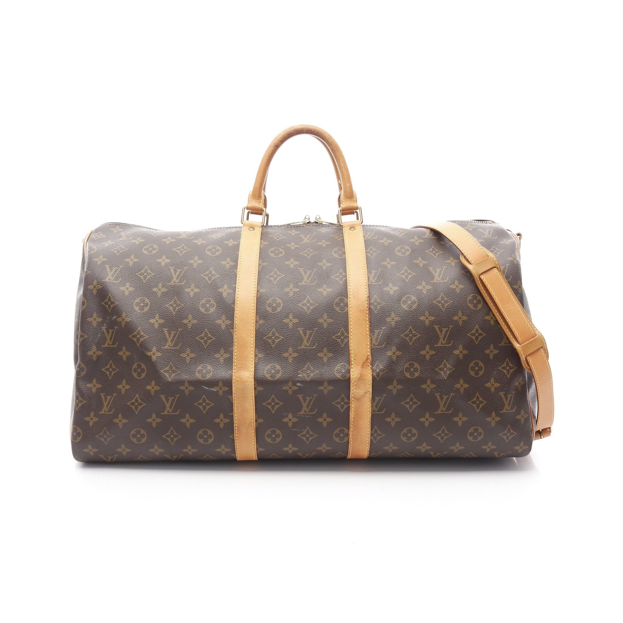 Louis Vuitton Louis Vuitton Keepall 55 Monogram Boston Bag Leather Brown Size ONE SIZE - 1 Thumbnail