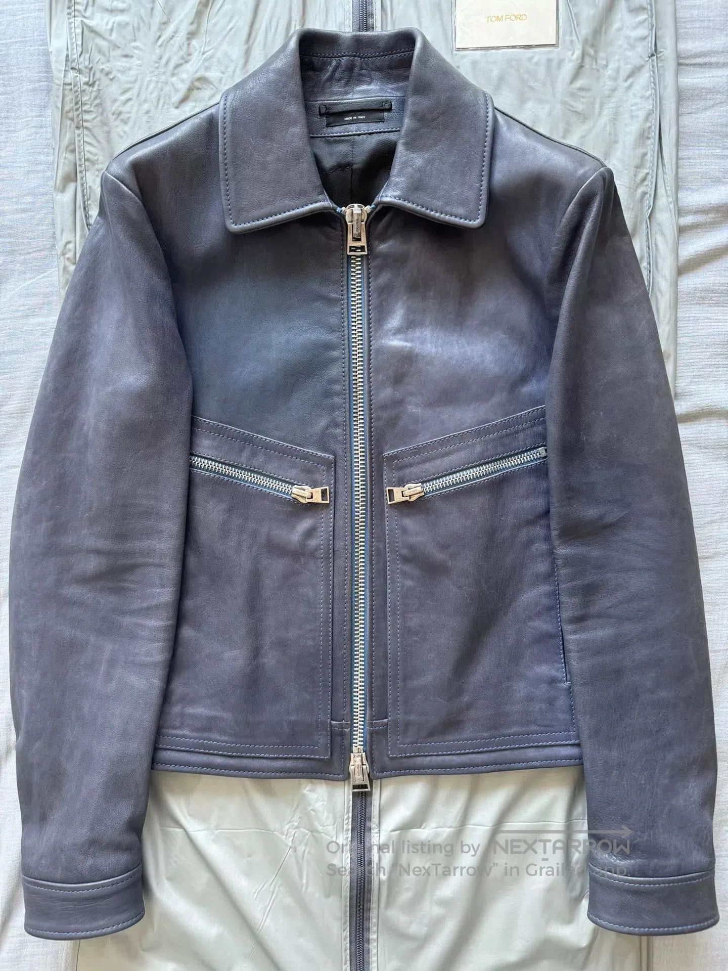 Tom Ford Tom Ford Blue Leather Jacket. Size US S / EU 44-46 / 1 - 1 Thumbnail