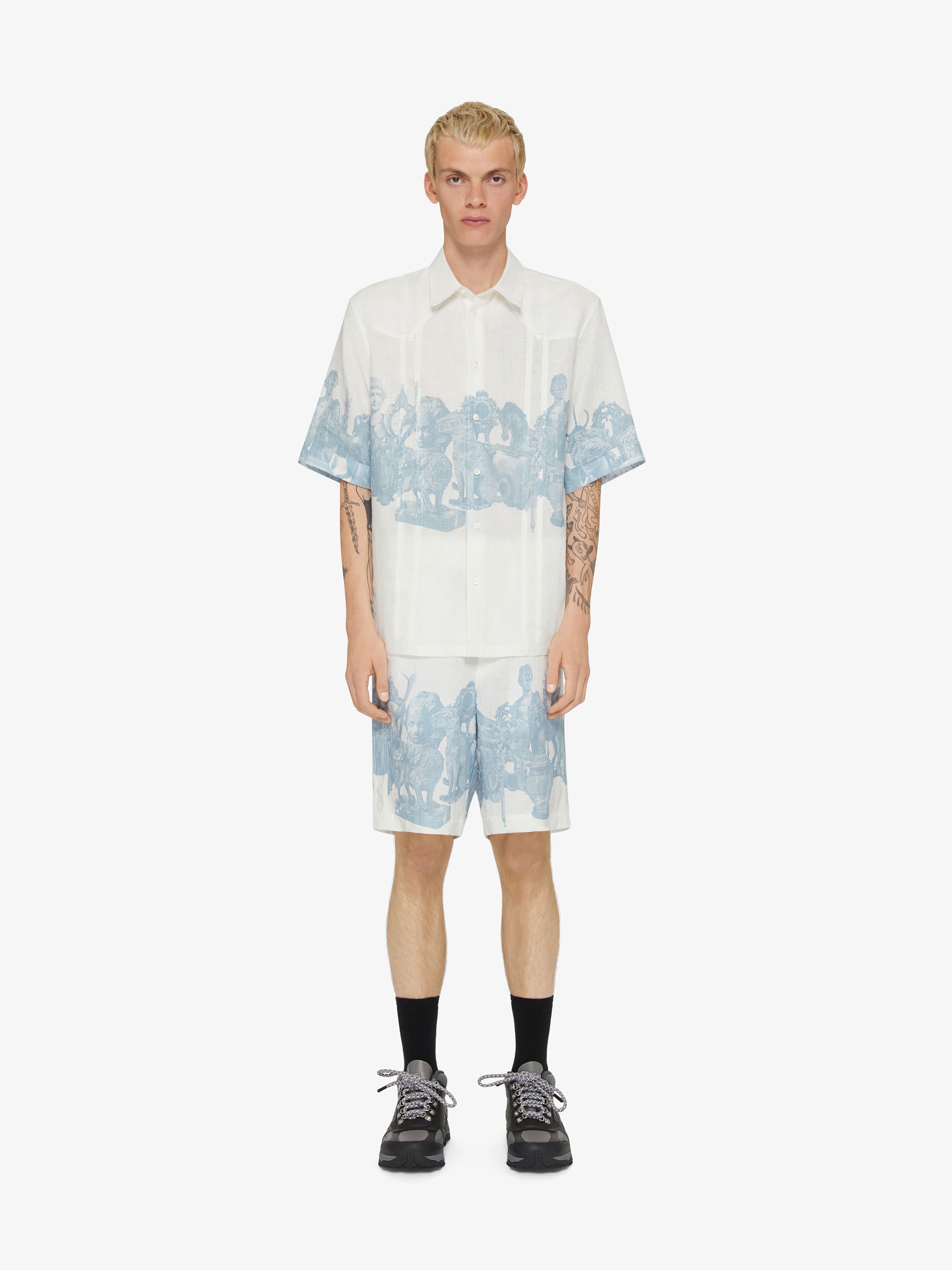 Givenchy o1mle0426 Shirt With Hubert Object Print Shirt in White/Blue Size US M / EU 48-50 / 2 - 2 Thumbnail
