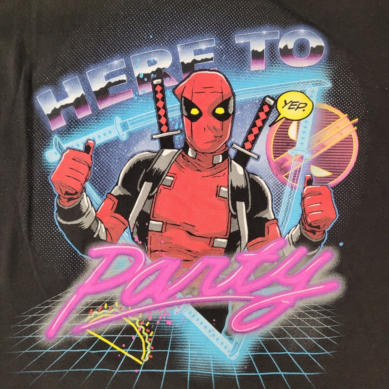 Marvel Comics Marvel-Universe Deadpool Party Shirt L/XL 23x26 Crop Black Size US XL / EU 56 / 4 - 3 Thumbnail