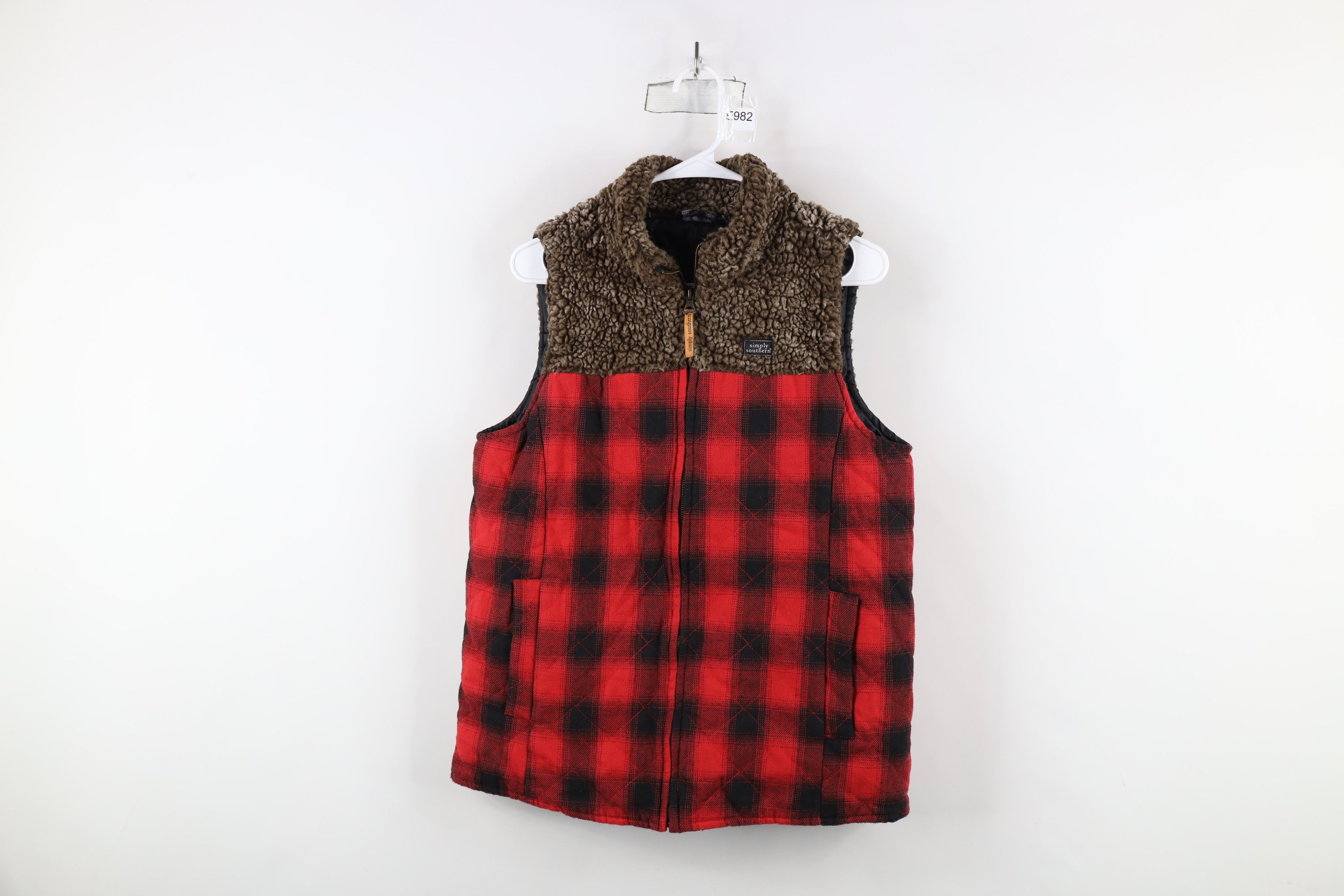 Vintage Simply Southern Fleece Quilted Flannel Vest Jacket Plaid Size M / US 6-8 / IT 42-44 - 1 Thumbnail