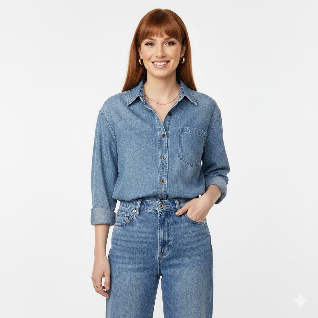 Old Navy NWT Old Navy Oversized Denim Boyfriend Shirt Med Tall Size M / US 6-8 / IT 42-44 - 1 Thumbnail