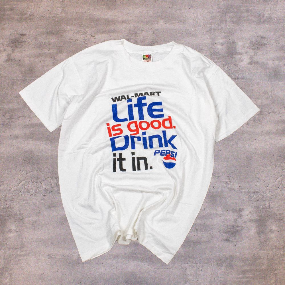 Fruit Of The Loom × Pepsi × Vintage Vintage 1990s Walmart Life Is Good White Single Stitch Tee Size US L / EU 52-54 / 3 - 1 Thumbnail