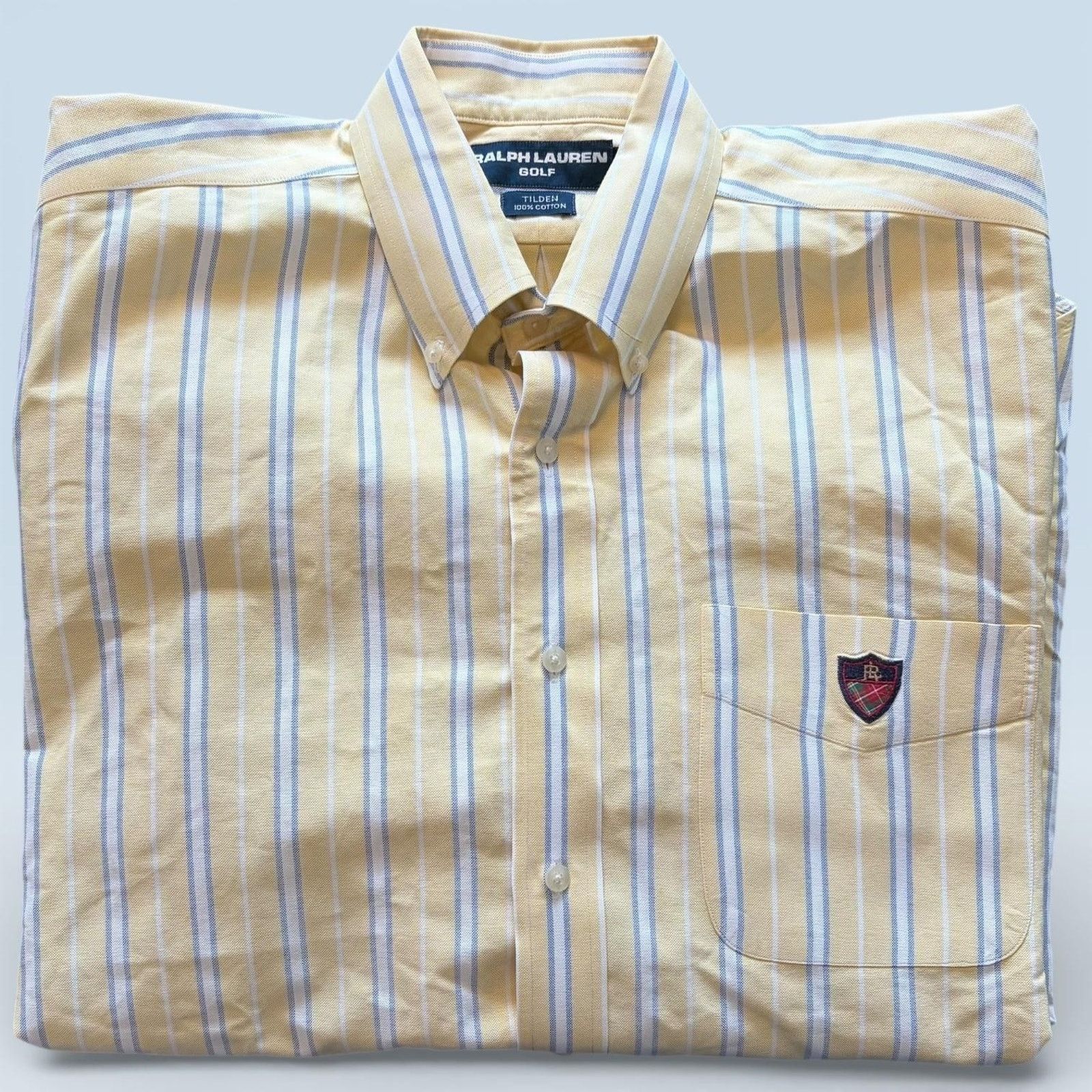 Ralph Lauren Ralph Lauren Golf Shirt Mens L Yellow Stripe Tilden Button Size US L / EU 52-54 / 3 - 1 Thumbnail