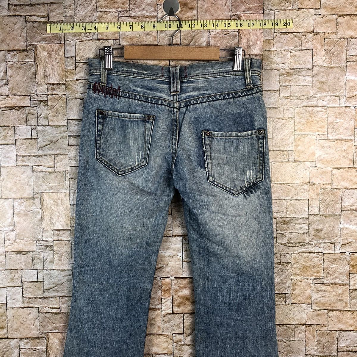 Japanese Brand A:R Blue Distressed ripped patchwork Denim Pants #A957 Size US 28 / EU 44 - 17 Thumbnail