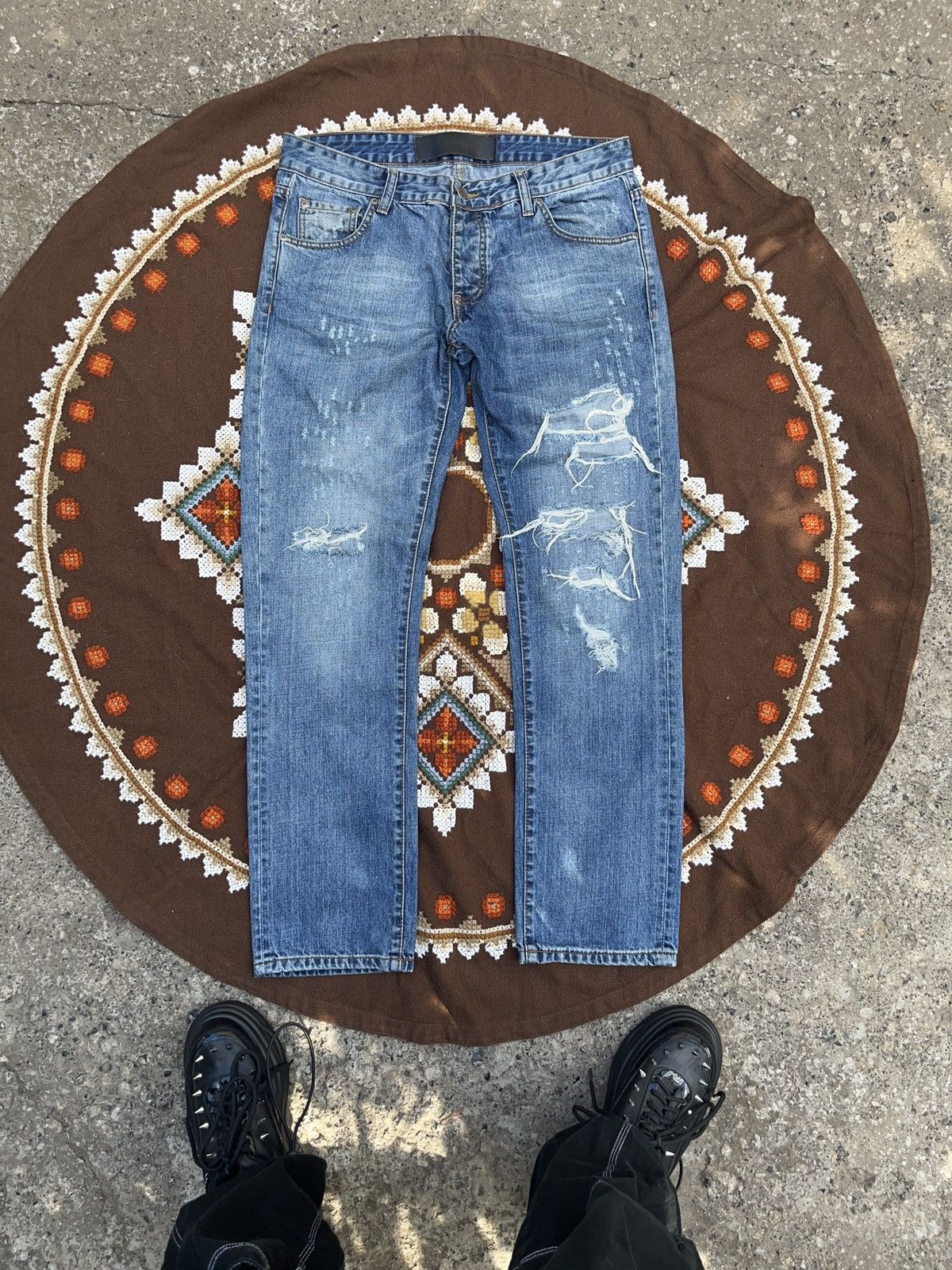 Vintage Dolce & Gabbana 14 Gold Distressed Denim Style Jeans