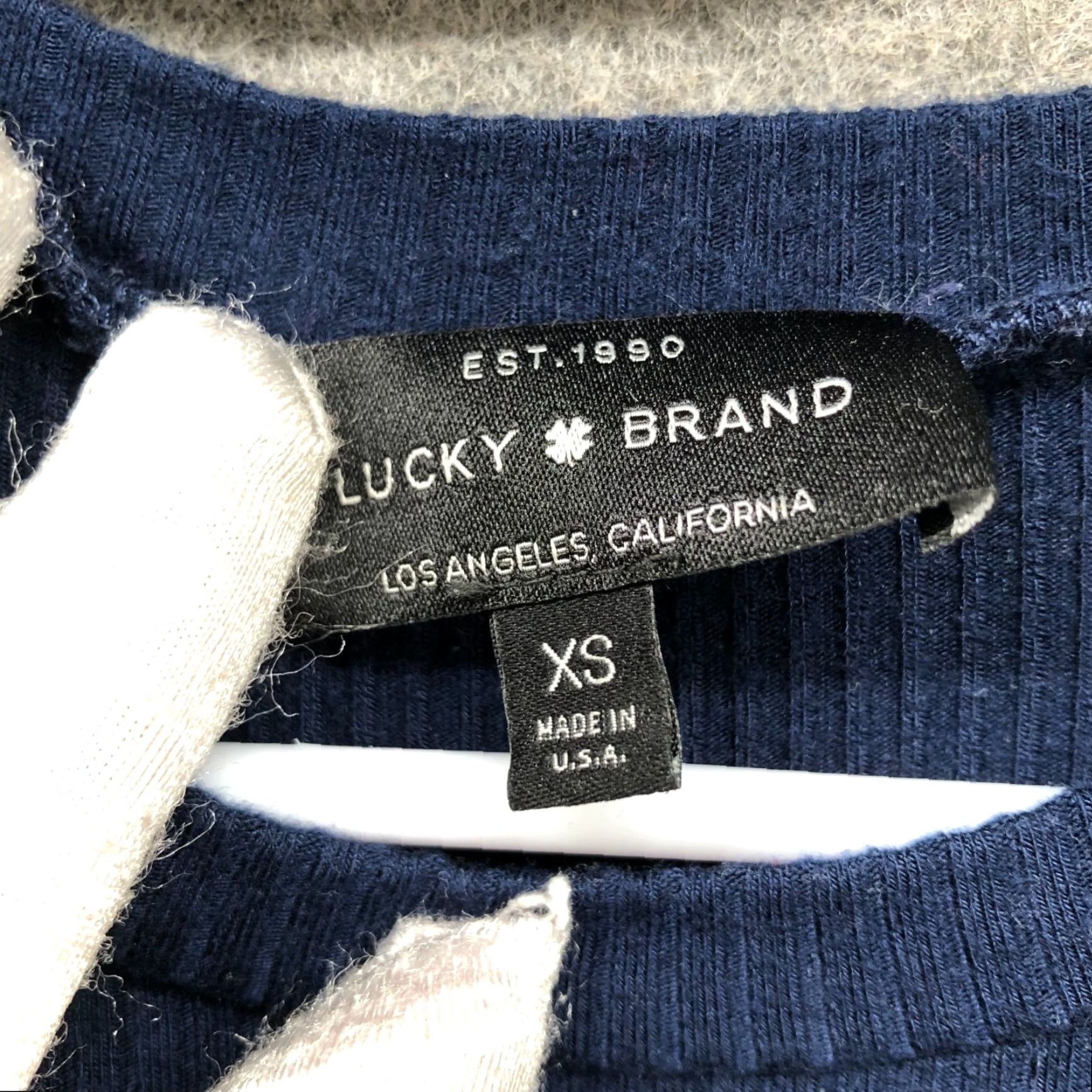 Lucky Brand VINTAGE? No. Lucky Brand Cold Shoulder Long Sleeve T Shirt Womens XS Blue Ruffle Ribbed Size XS / US 0-2 / IT 36-38 - 5 Thumbnail