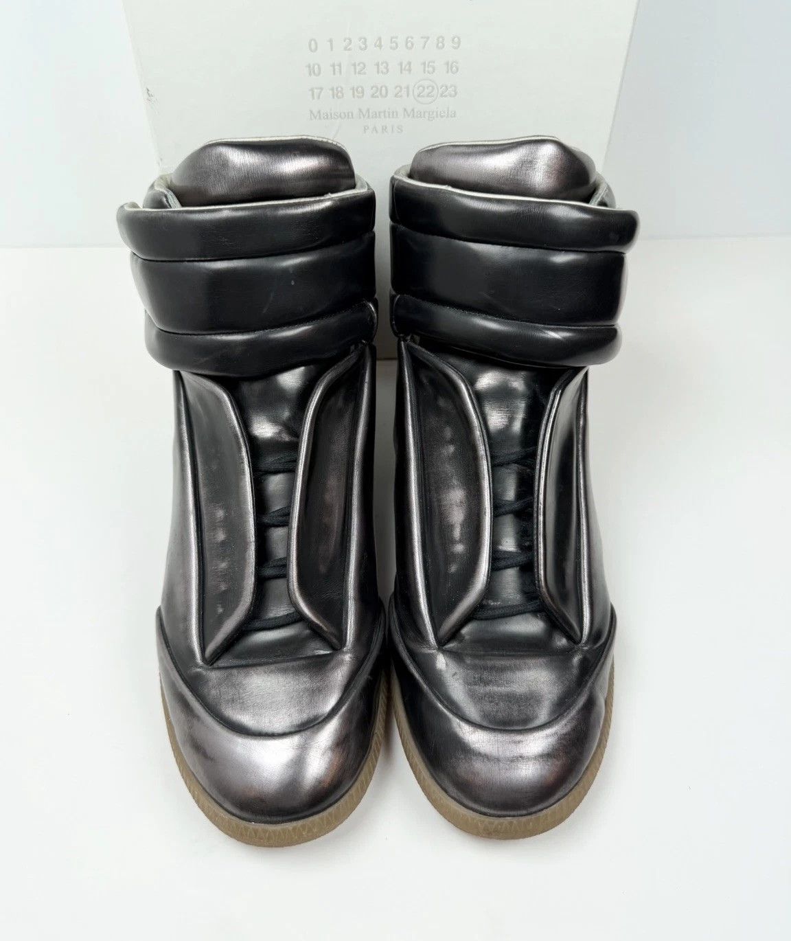 Maison Margiela Future Gray Metallic 9 42 Leather High Suede