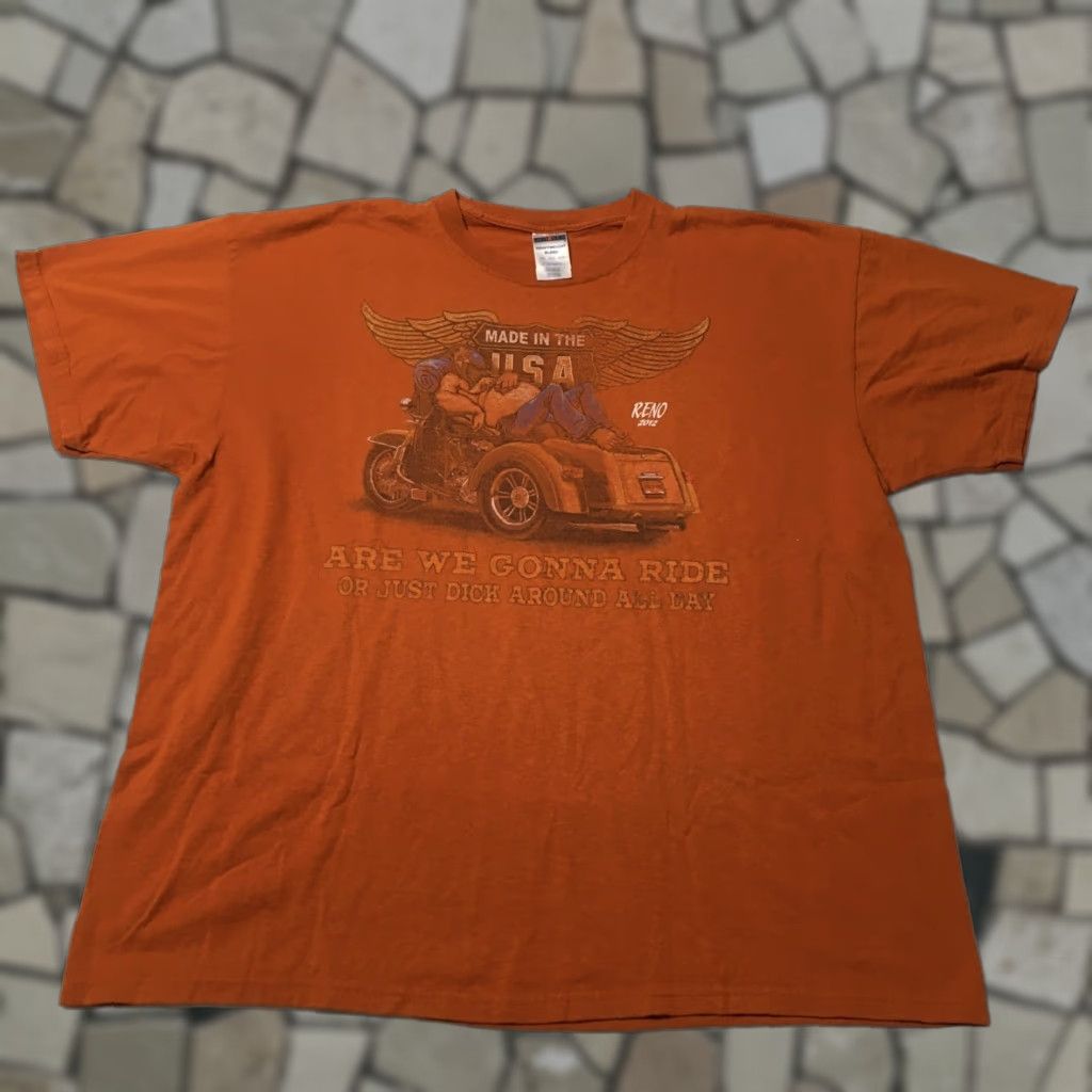 Jerzees VINTAGE Jerzees Reno Nevada 2XL T-shirt ORANGE GRAPHIC HORSE MOTORCYCLE Shirt Mens 2XL Orange Vintage Size US XXL / EU 58 / 5 - 1 Thumbnail