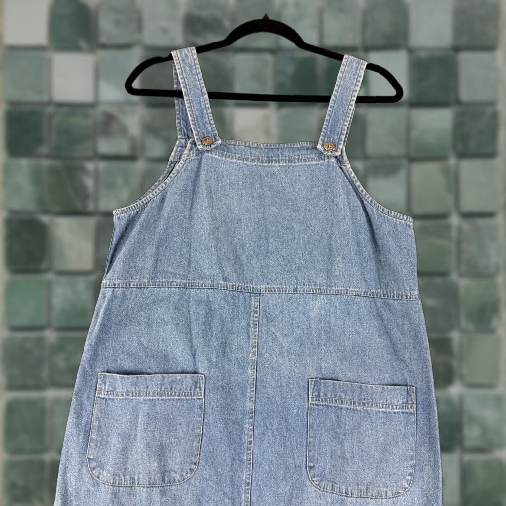 Jantzen VINTAGE Jantzen Denim Overall Dress Womens Small Blue 100% Cotton Midi Sleeveless Square Neck Pockets Casual 90s City Classic College - Womens Size 28" / US 6 / IT 42 - 1 Thumbnail