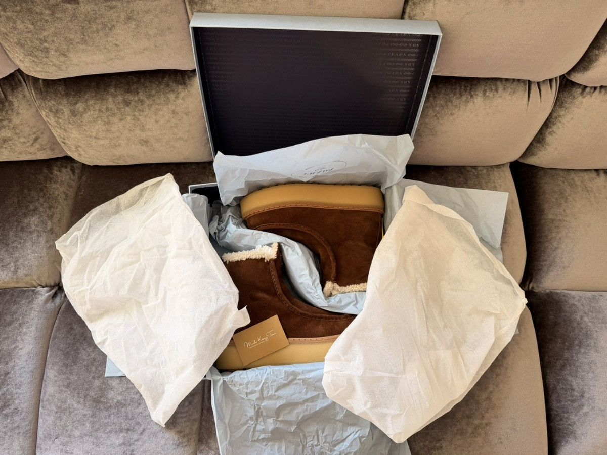 Prada BNWT $1450 Prada Brown Suede Leather Lambskin Fur Boots Size US 8 / IT 38 - 17 Thumbnail