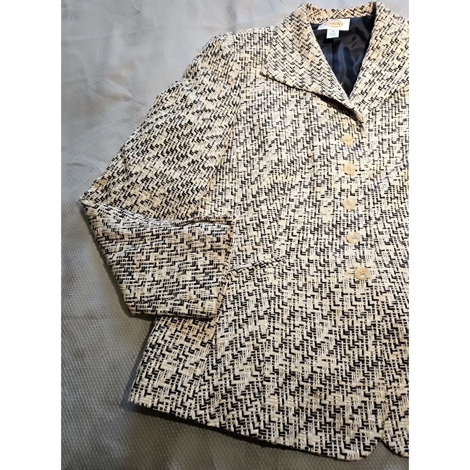 Talbots VINTAGE Talbots Womens Jacket Size 12 Beige Silk Blend Blazer Button Tan Top Blazer Jacket Size XL / US 12-14 / IT 48-50 - 4 Thumbnail