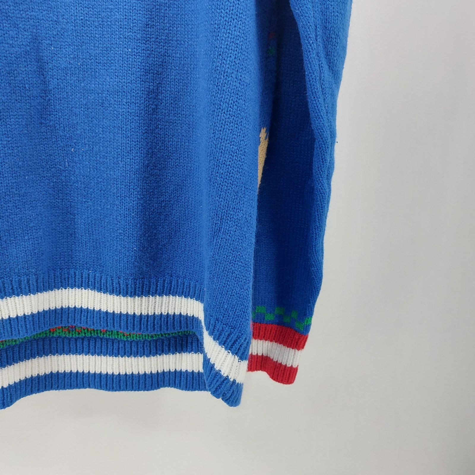 Other Jolly Sweaters Sz L Unisex Blue Knit Reindeer Tree Snowflake Size L / US 10 / IT 46 - 11 Thumbnail