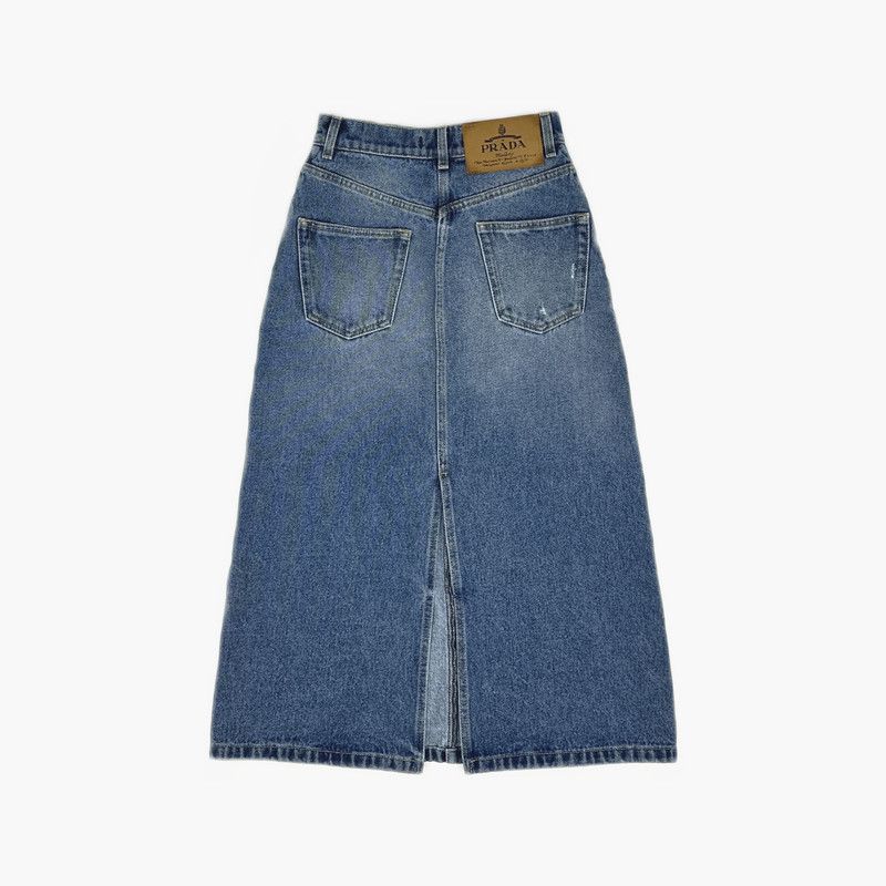 Prada Prada Blue Flared Denim Long Skirt Size US 38 / EU 54 - 1 Thumbnail