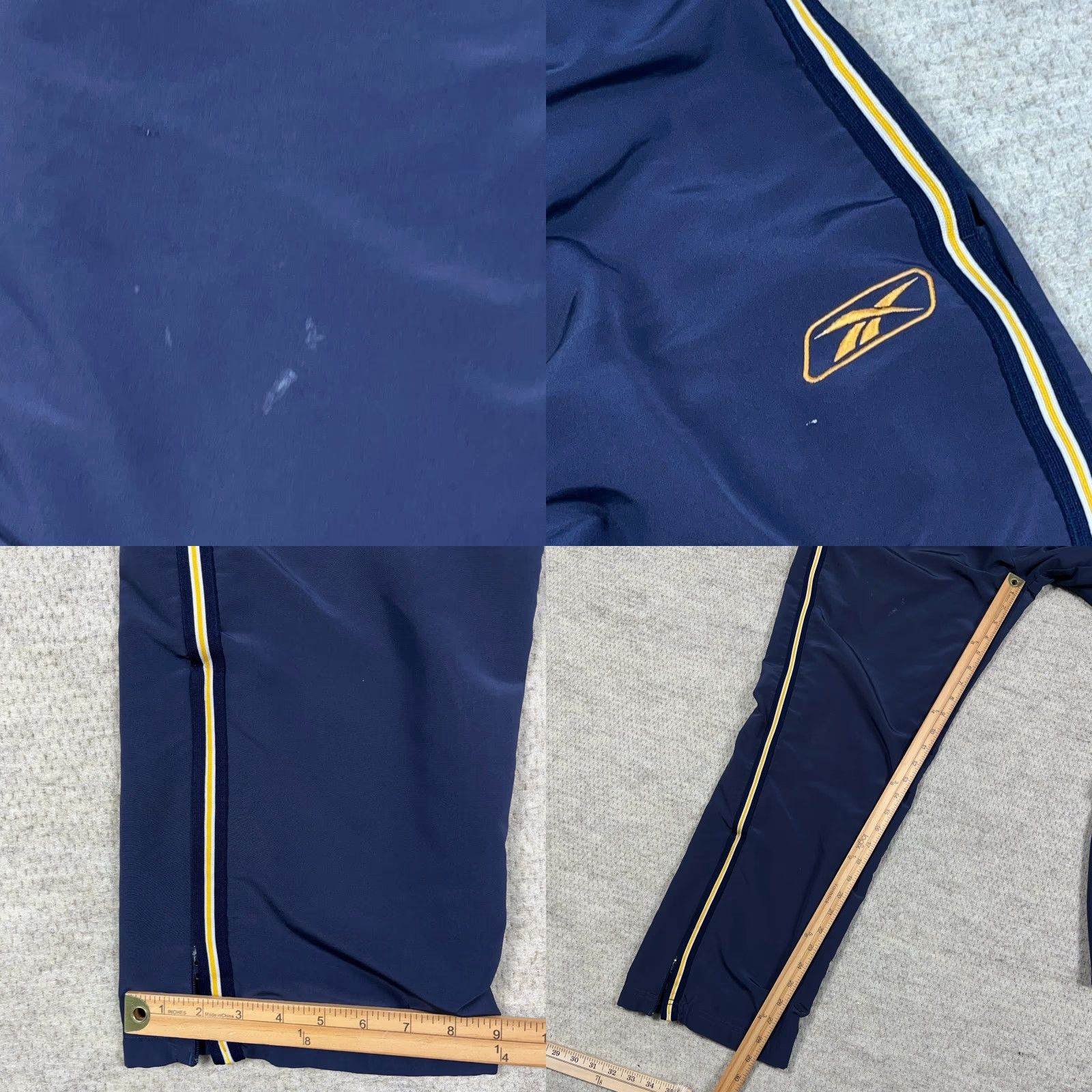 Reebok VINTAGE Reebok Pants Men S Blue Windbreakers Track Suit Joggers Y2K Lined Size 36R - 8 Thumbnail