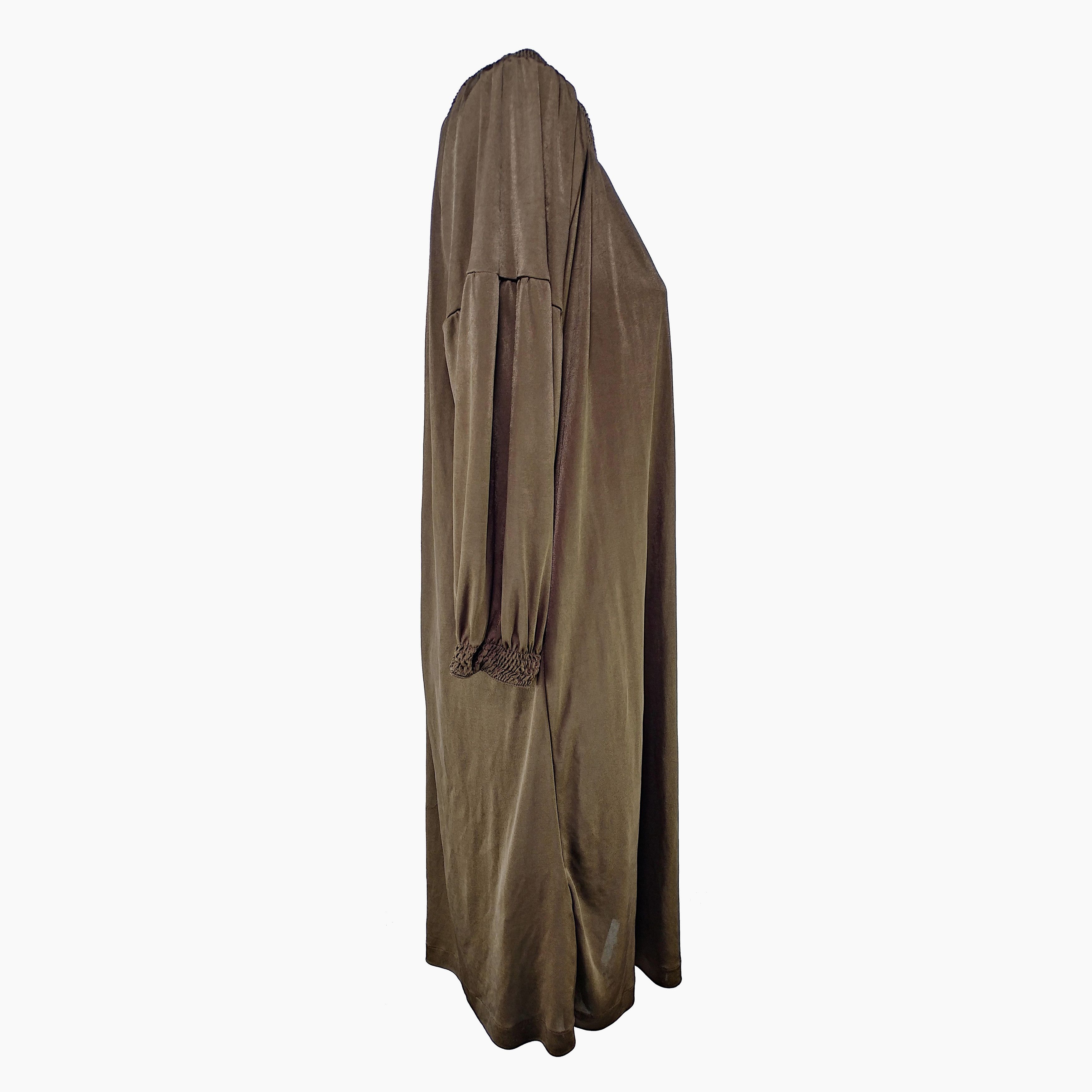 Vintage Y2K Smocked Dress - Brown Crushed Velvet Archive