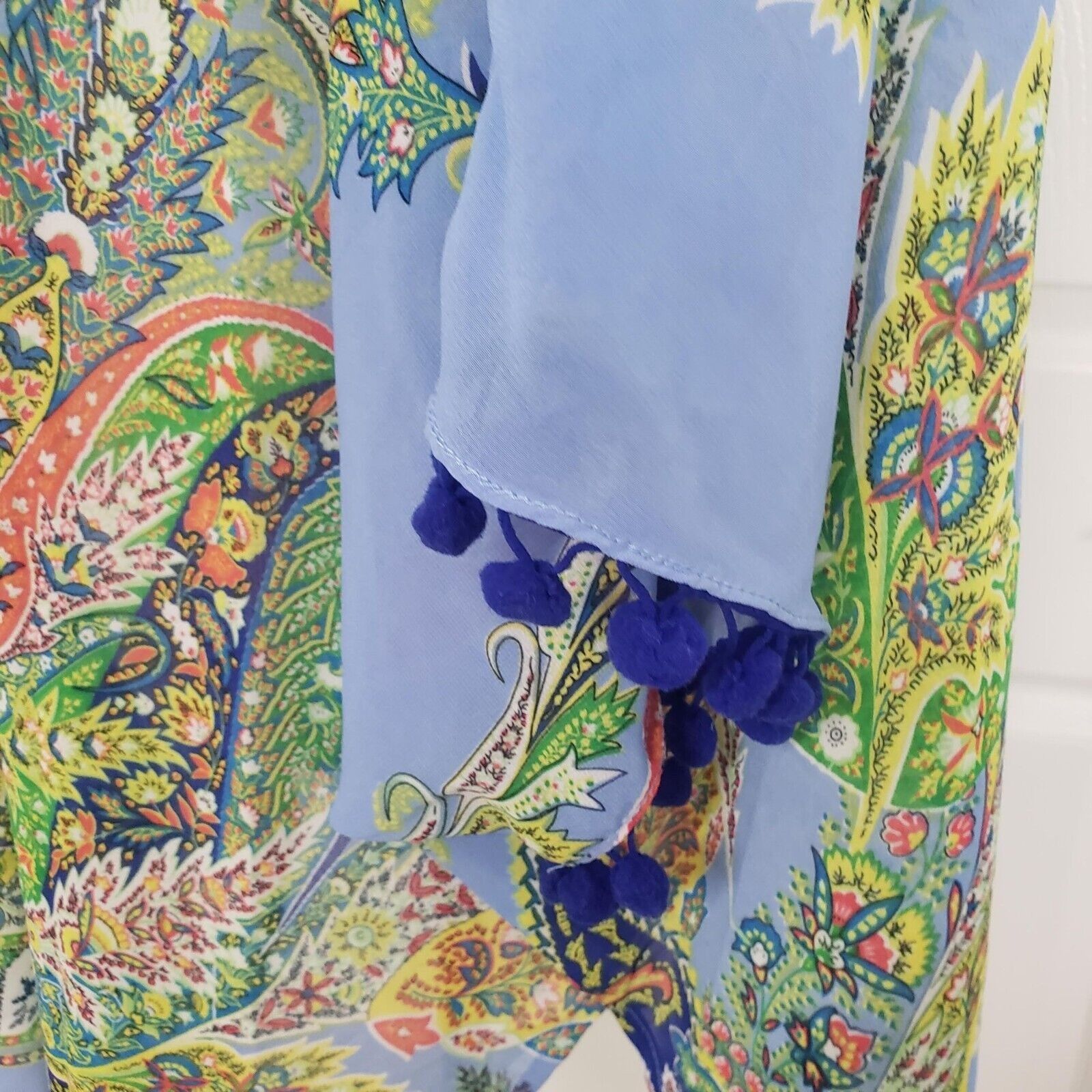 Designer Umgee Floral Kimono Womens Size M/Large Blue Paisley Boho Size L / US 10 / IT 46 - 4 Thumbnail