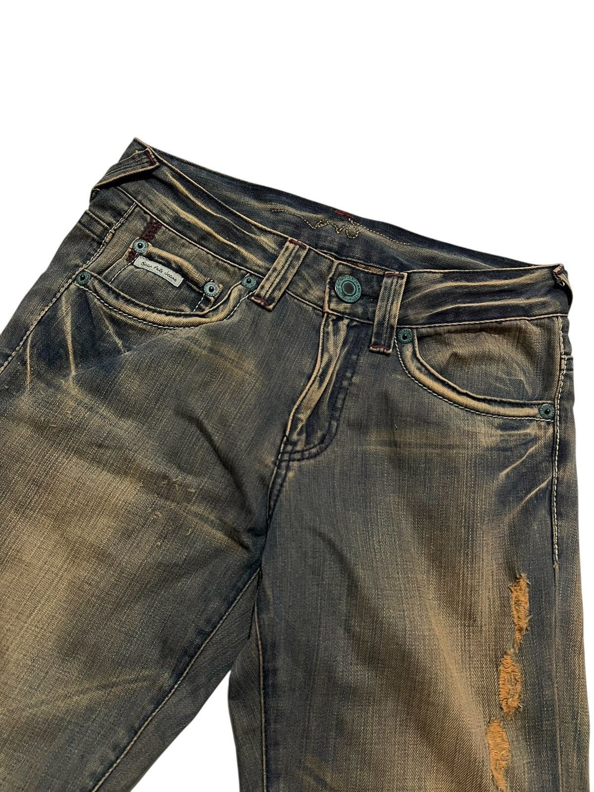 If Six Was Nine Bean pole mudwash distressed flared jeans Size US 30 / EU 46 - 4 Thumbnail