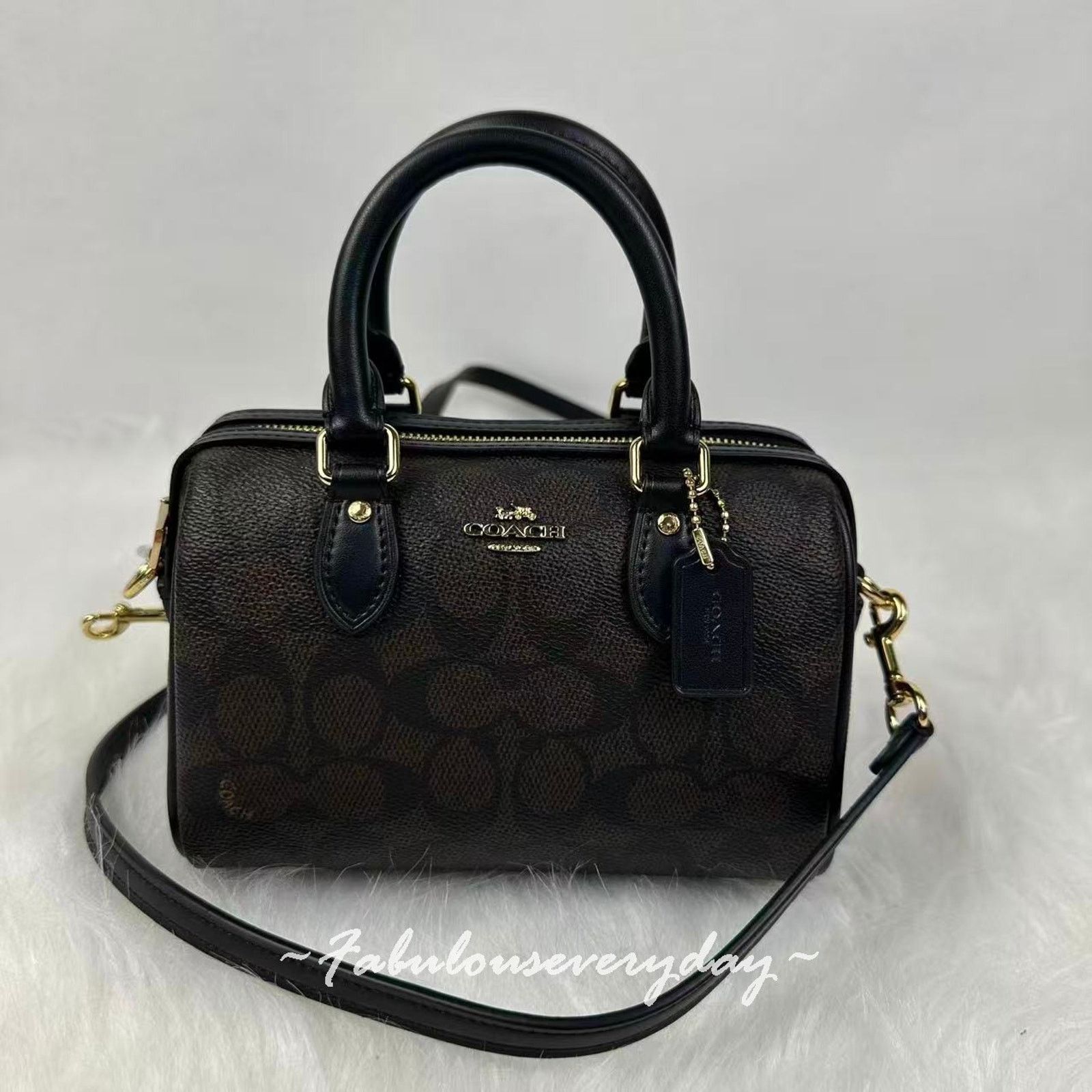 Coach Coach Mini Rowan Crossbody Sig Canvas Gold/Walnut/Black Size ONE SIZE - 1 Thumbnail