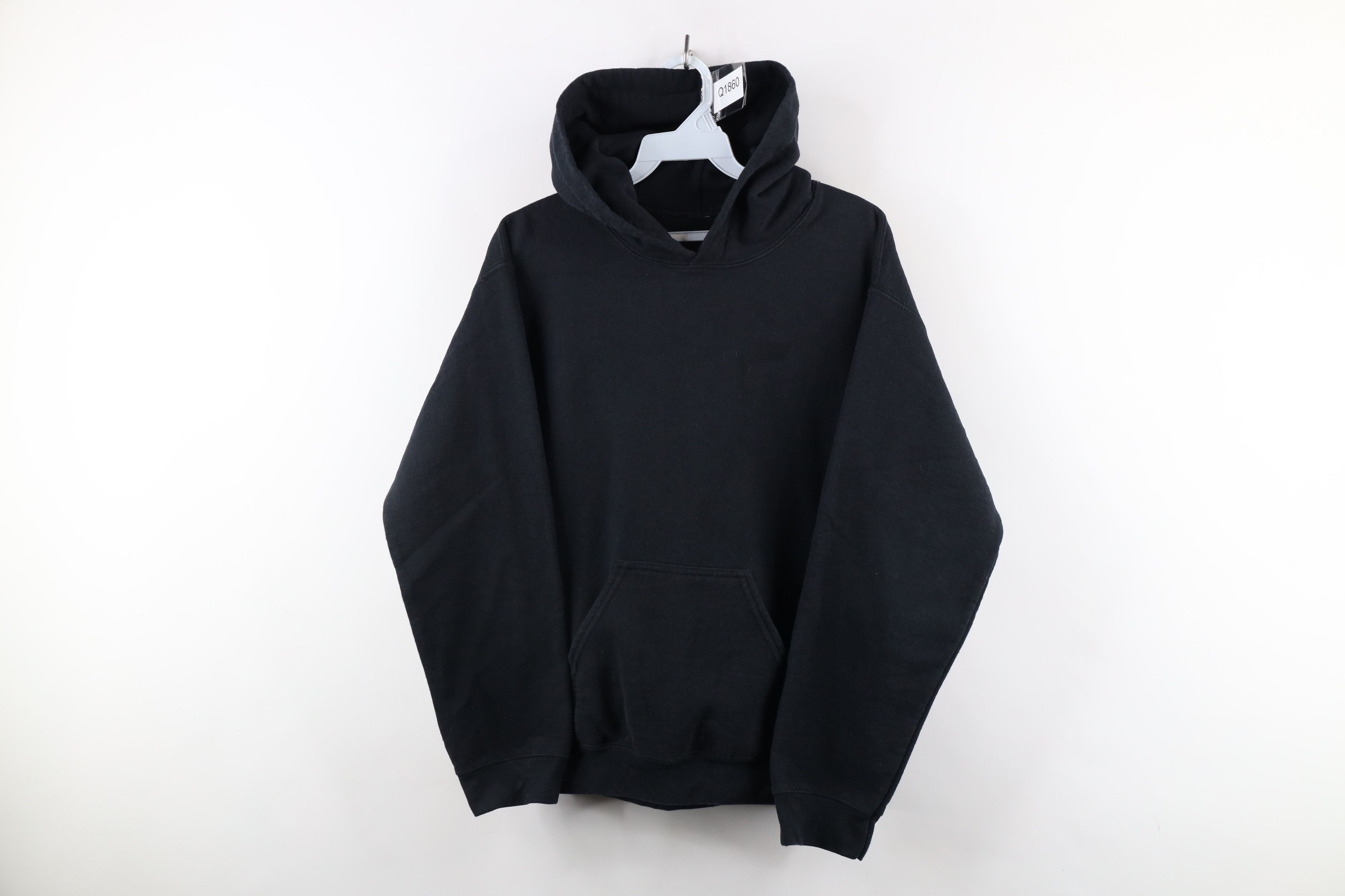Vintage Vintage 90s Streetwear Faded Blank Hoodie Sweatshirt Black Size US S / EU 44-46 / 1 - 1 Thumbnail