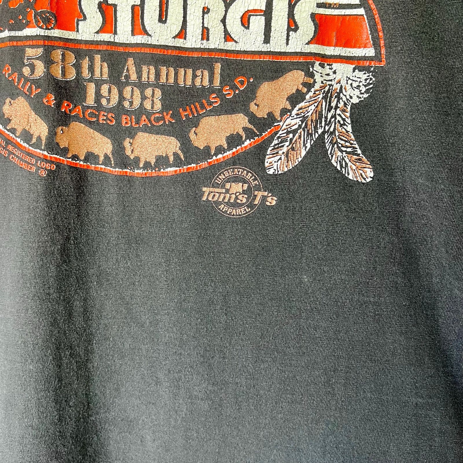 Hanes 1998 Sturgis Motorcycle Rally T-Shirt | Faded Black | XL Size US XL / EU 56 / 4 - 3 Thumbnail