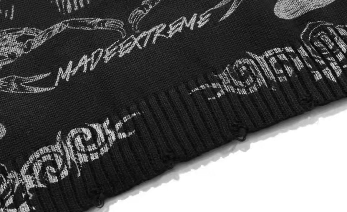 Japanese Brand Streetwear Vintage Ukiyo Skull Sweater Men Women Knitwear Size US XL / EU 56 / 4 - 6 Thumbnail