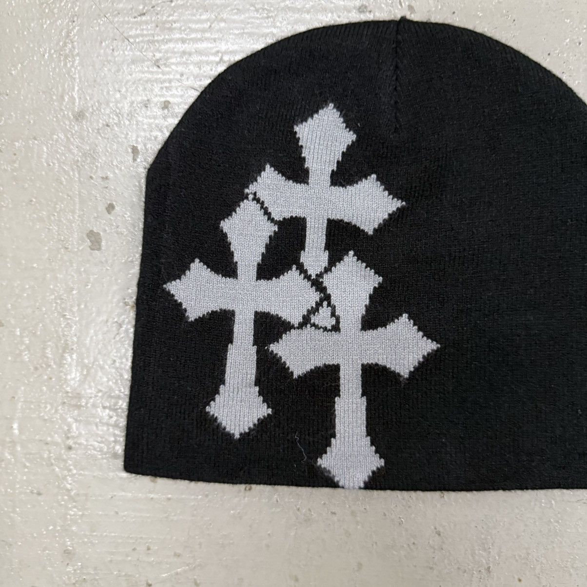 Japanese Brand Gothic Cemetry Triple Cross Skully Beanie Punk Riot Poem Size ONE SIZE - 2 Thumbnail