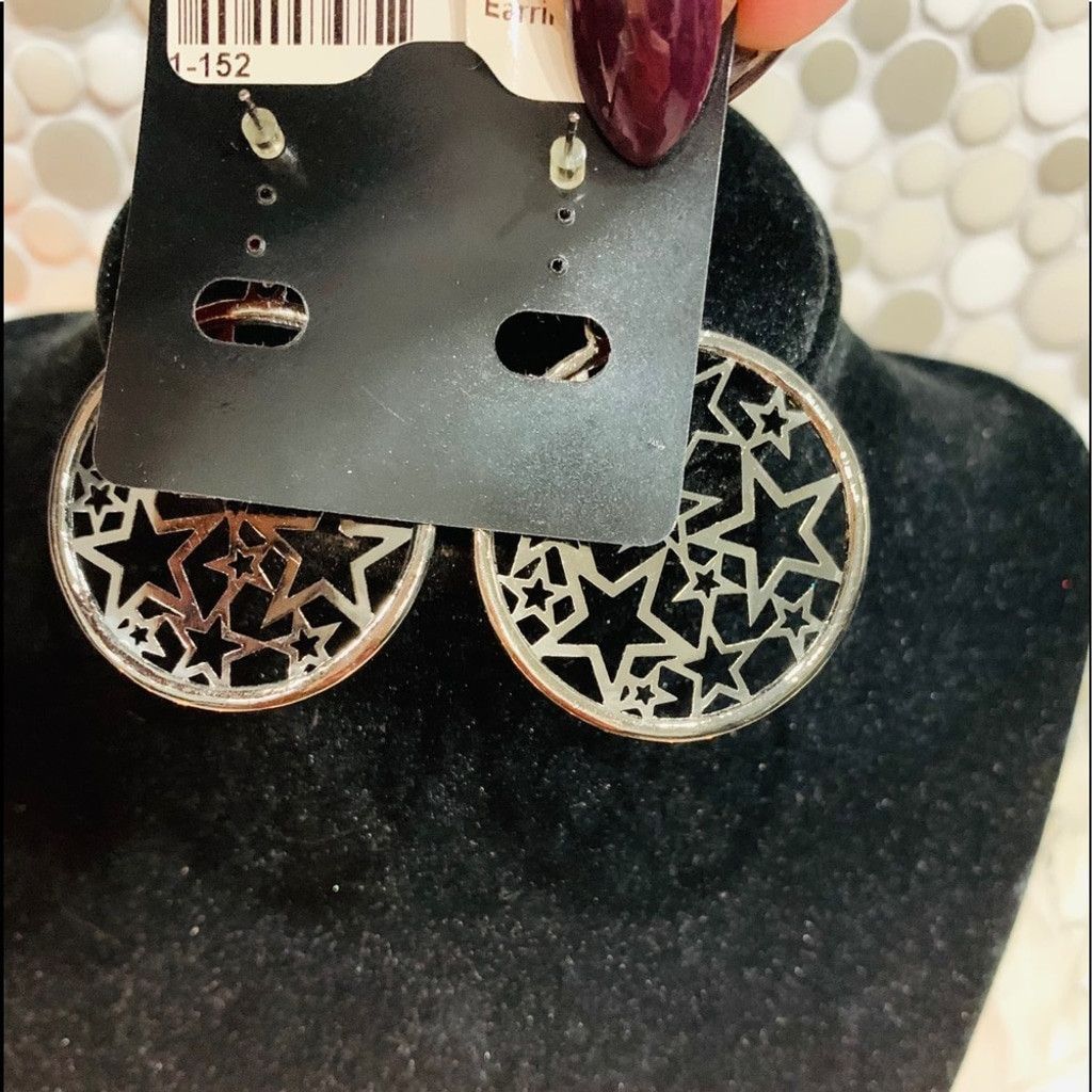 Other Black Silver with CZ BN Earrings Size ONE SIZE - 4 Thumbnail