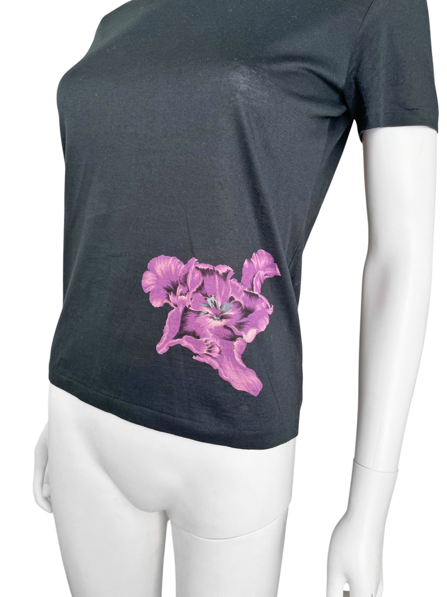 Yohji Yamamoto 2000's Pink Iris Black Tee Size S / US 4 / IT 40 - 6 Thumbnail