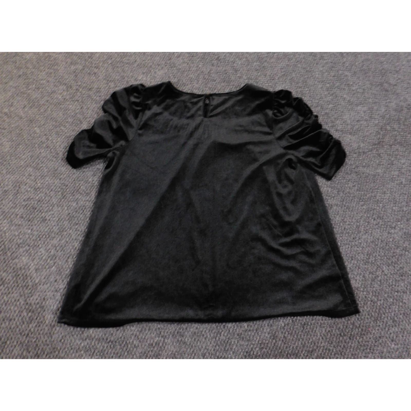 Ann Taylor Ann Taylor Loft Shirt Womens Large Black Velvet Pullover Round Neck Long Sleeve Button Stretch Casual Blouse Basic Regular Size L / US 10 / IT 46 - 7 Thumbnail