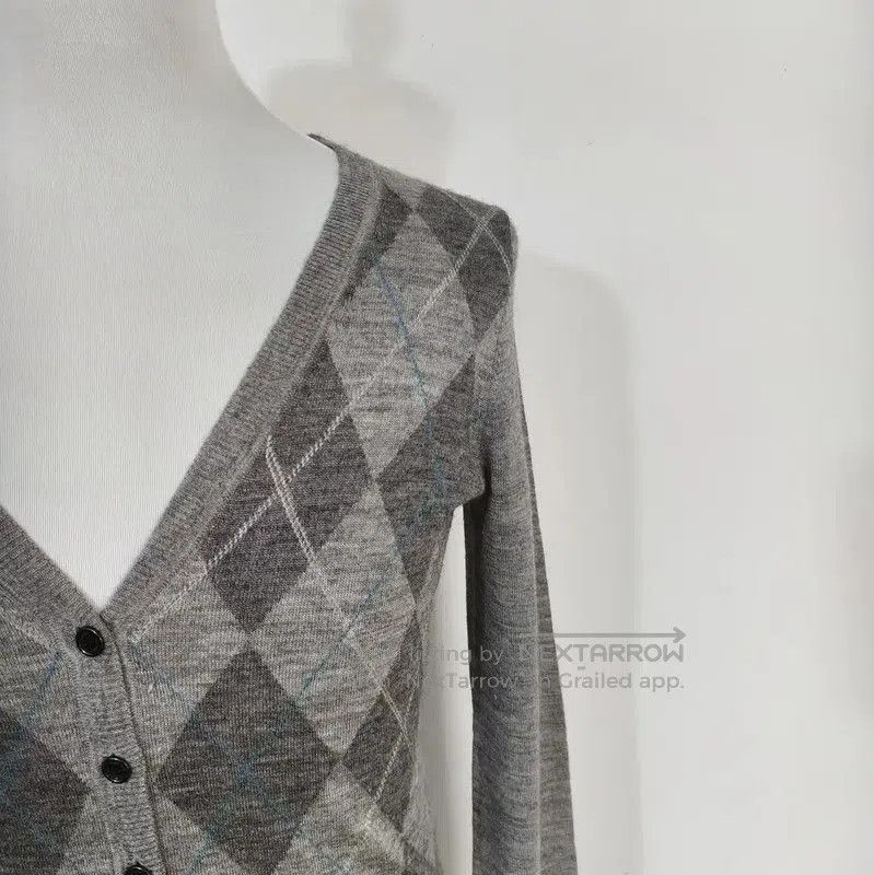 Burberry Burberry Gray Silk Argyle Cardigan for Men. Size US XS / EU 42 / 0 - 2 Thumbnail