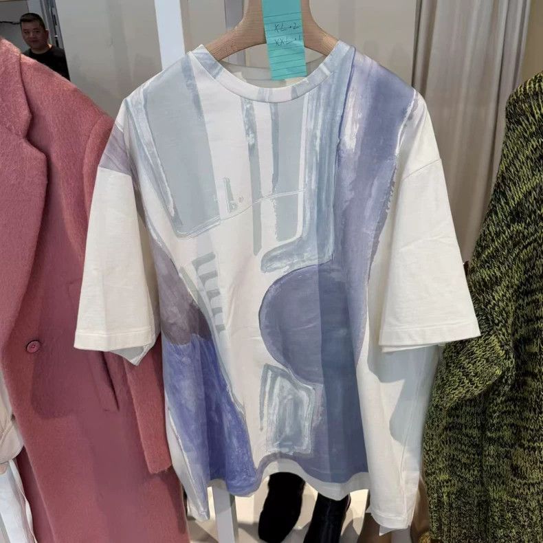 Jil Sander Jil Sander white with blue pattern short sleeve T-shirt Size XS / US 0-2 / IT 36-38 - 1 Thumbnail