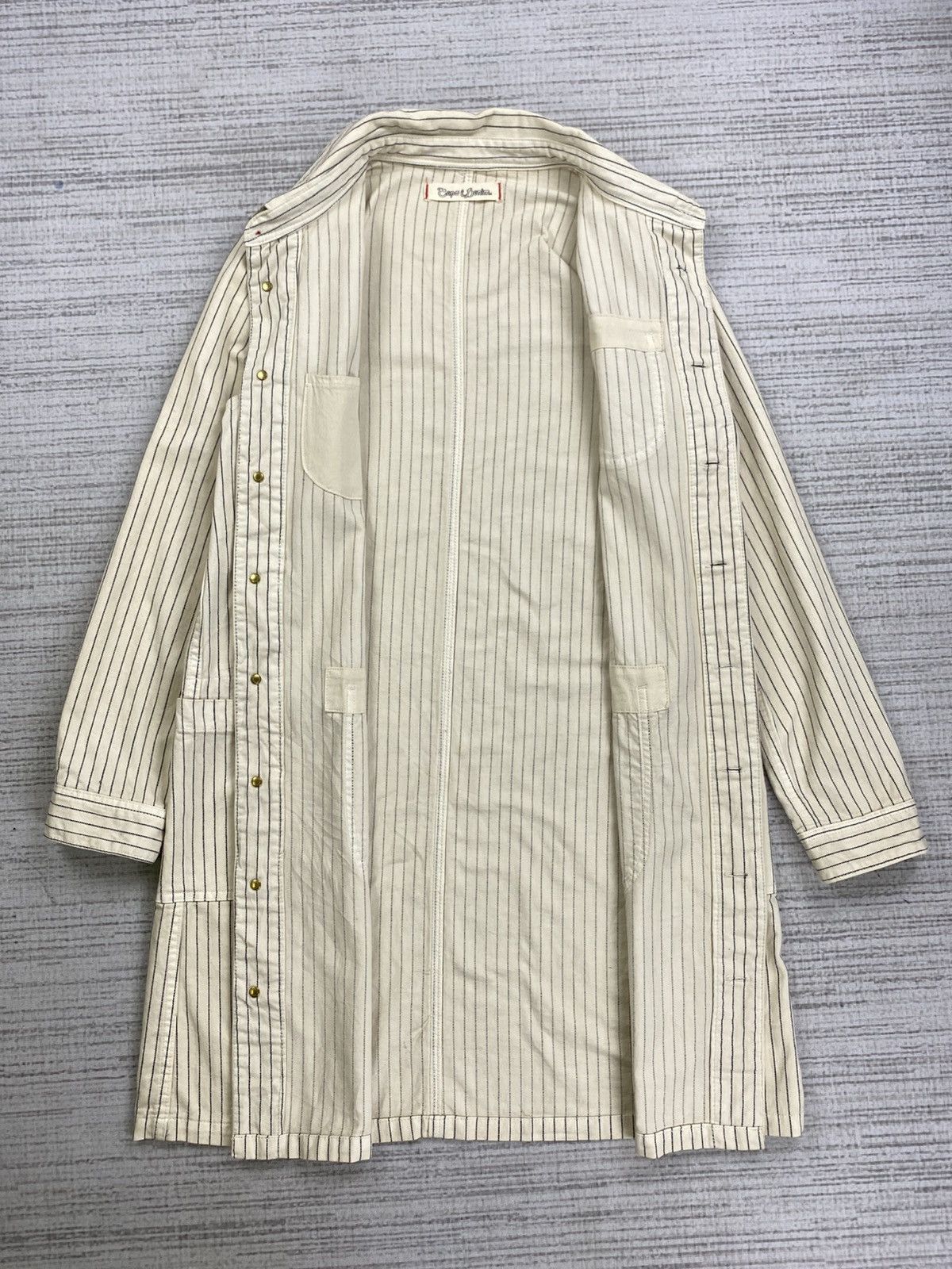 Designer × Japanese Brand × Vintage Vintage Tepo Denim Sanforized Union Made Stripe Long Jacket Size US M / EU 48-50 / 2 - 8 Thumbnail