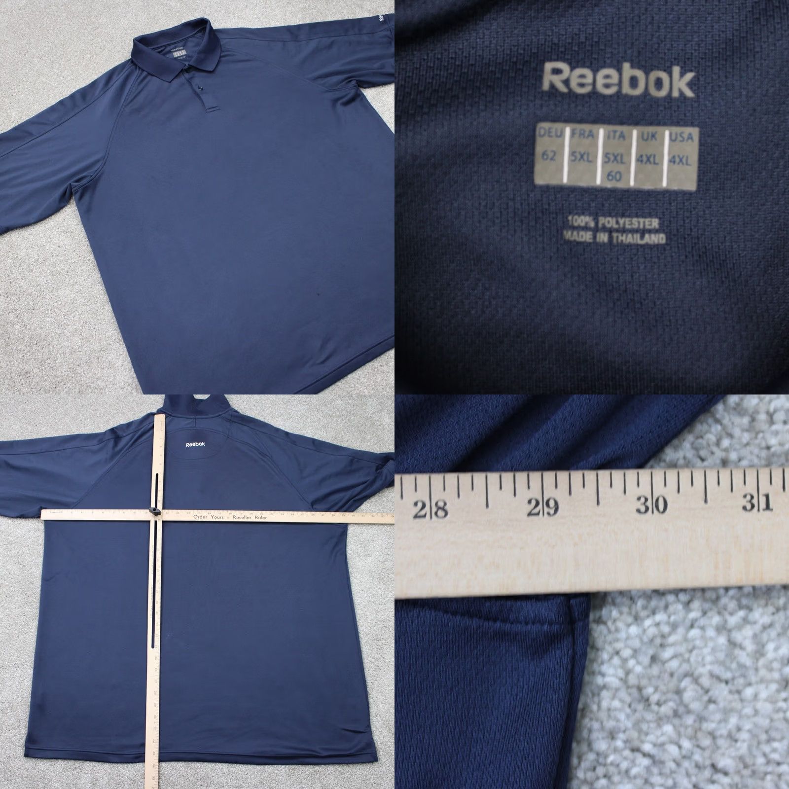 Reebok Reebok Golf Polo Shirt Mens 4XL XXXXL Blue 100% Polyester Short Sleeve Pullover Polo Shirt Golf Shirts Mens Blue 4XL Size US XXL / EU 58 / 5 - 8 Thumbnail