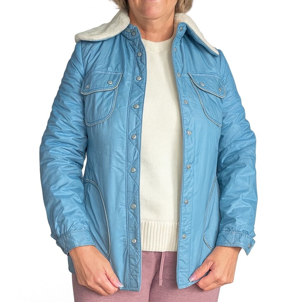 Vintage Vintage White Stag Blue Puffer Coat Sherpa Collar Winter Size M / US 6-8 / IT 42-44 - 2 Thumbnail