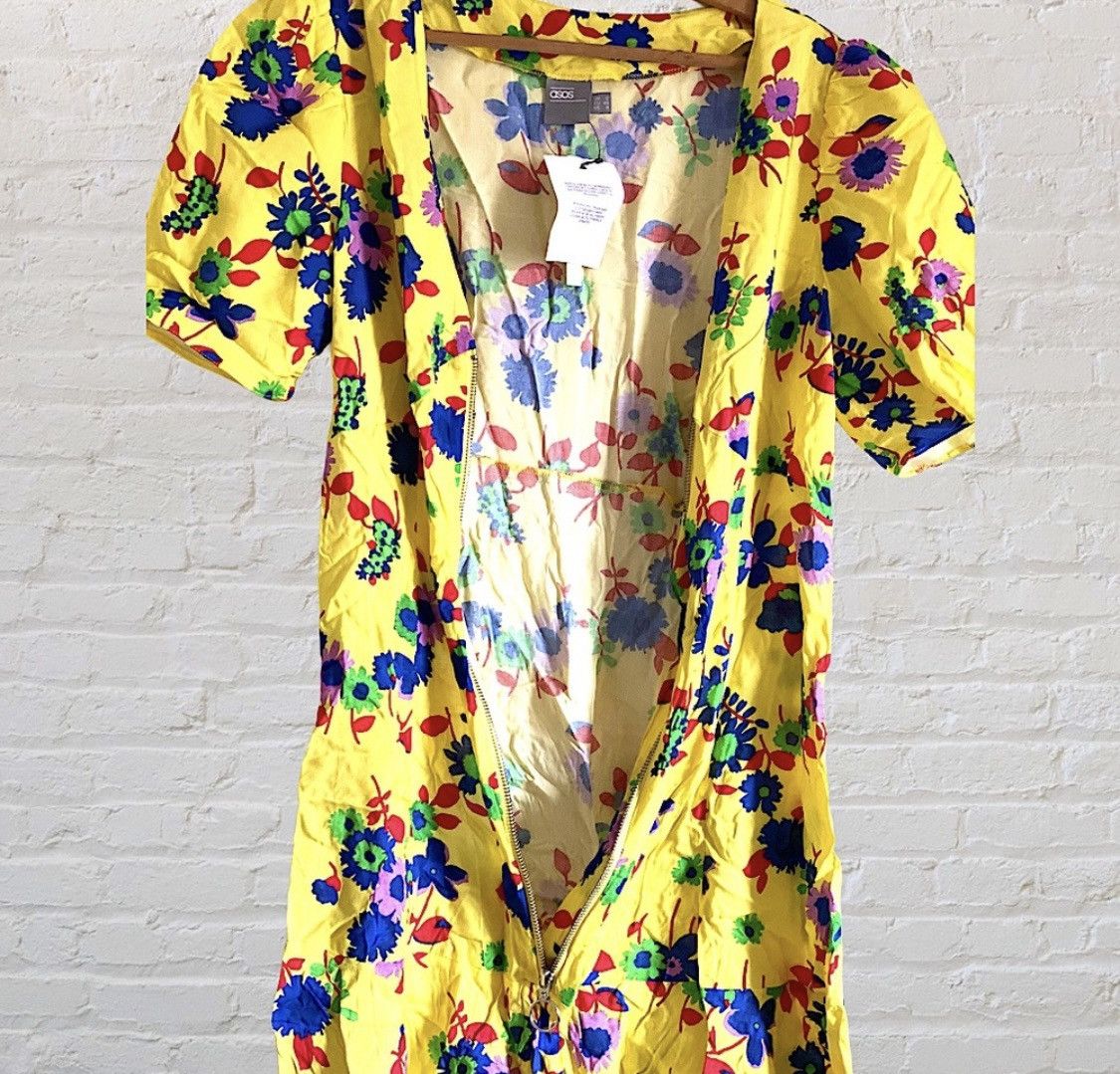 Asos ASOS FLORAL PRINT RUCHED FRONT ZIP UP MINI DRESS Size M / US 6-8 / IT 42-44 - 5 Thumbnail
