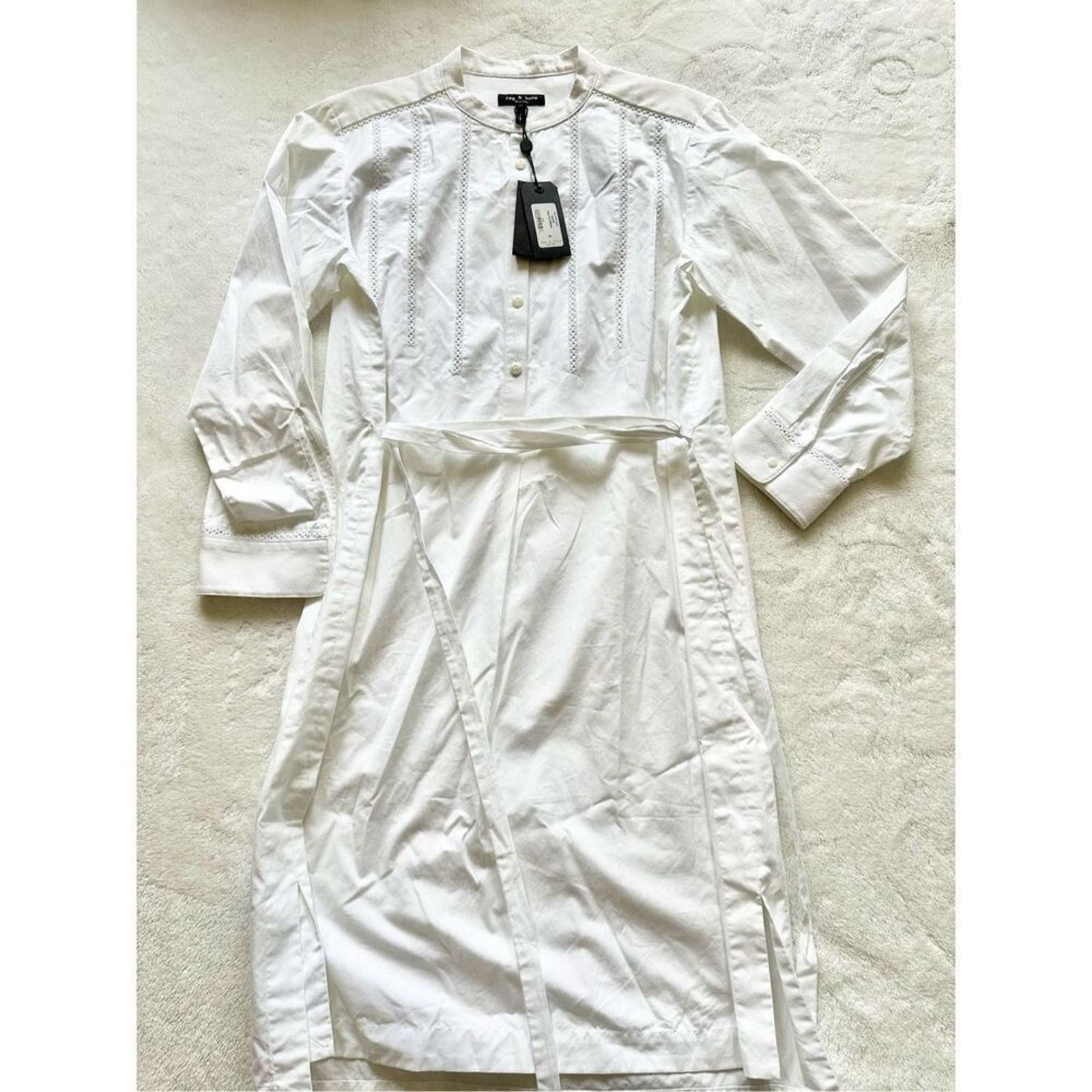Rag & Bone Rag & Bone WALTA White Embroidered Belted Shirtdress XS Size XS / US 0-2 / IT 36-38 - 2 Thumbnail