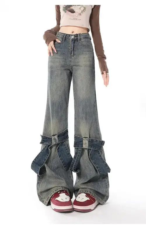 Japanese Brand × Jean Wide Leg Jeans Autumn And Winter Flare Jeans Size 32" / US 10 / IT 46 - 1 Thumbnail