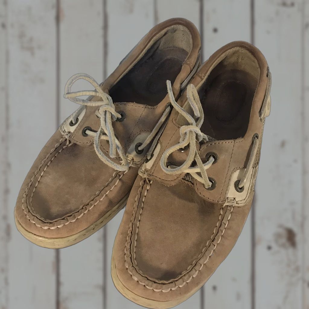 Sperry Sperry Top Sider Boat Shoes Womens Size 6.5M Leather Brown Beige Slip On Casual Nautical Comfort Shoes Size M / US 6-8 / IT 42-44 - 1 Thumbnail
