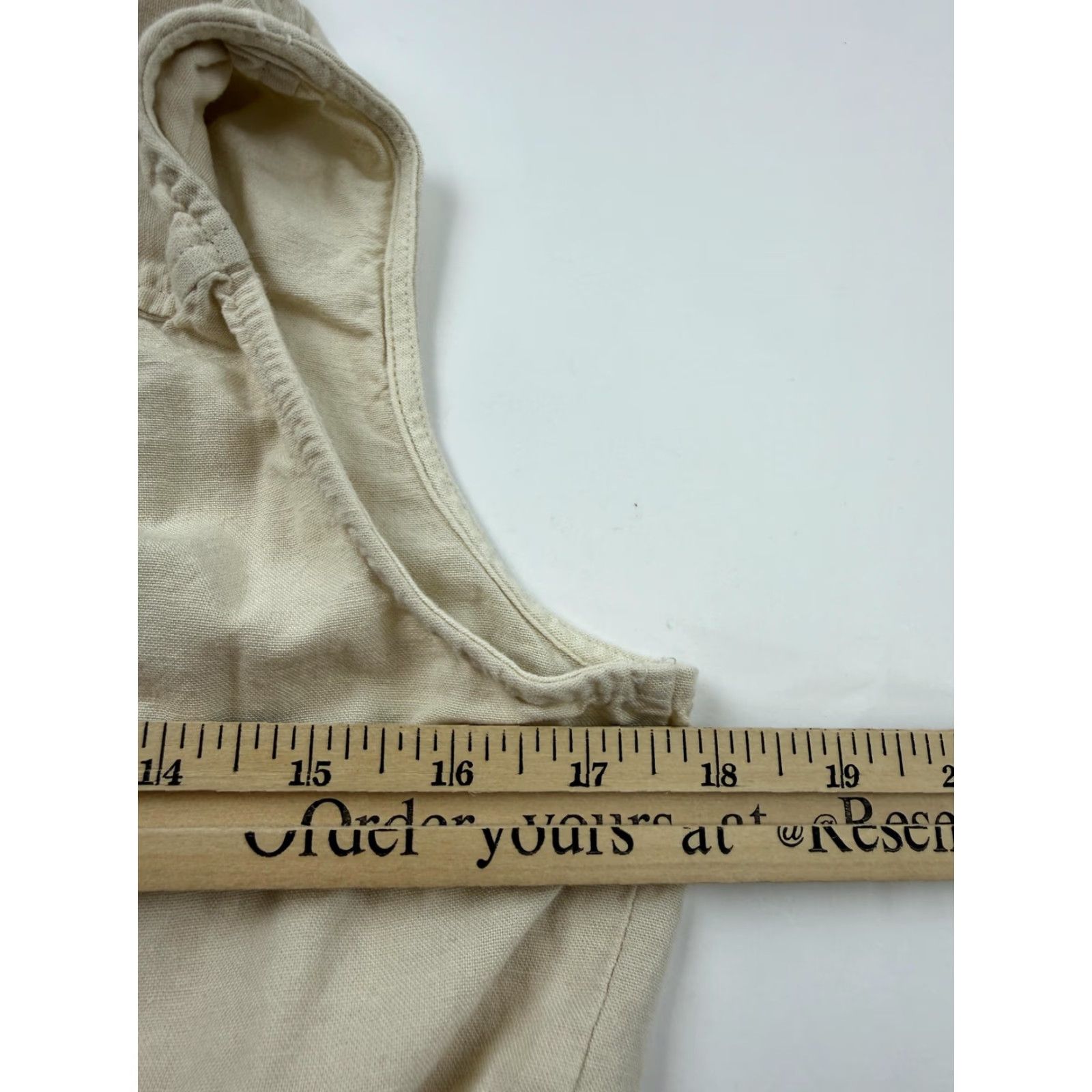 Anthropologie Japna Romper Womens Medium Beige Linen Blend Sleeveless One-Piece Casual Summer Belted Collared Button Front Size 32" / US 10 / IT 46 - 7 Thumbnail