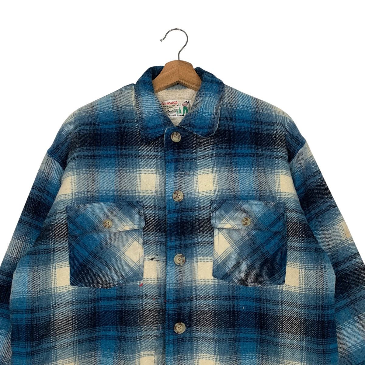 Flannel Vintage 90s AXMAN'S Shadow Plaid Fleece Flannel #2701-C121 Size US L / EU 52-54 / 3 - 2 Thumbnail
