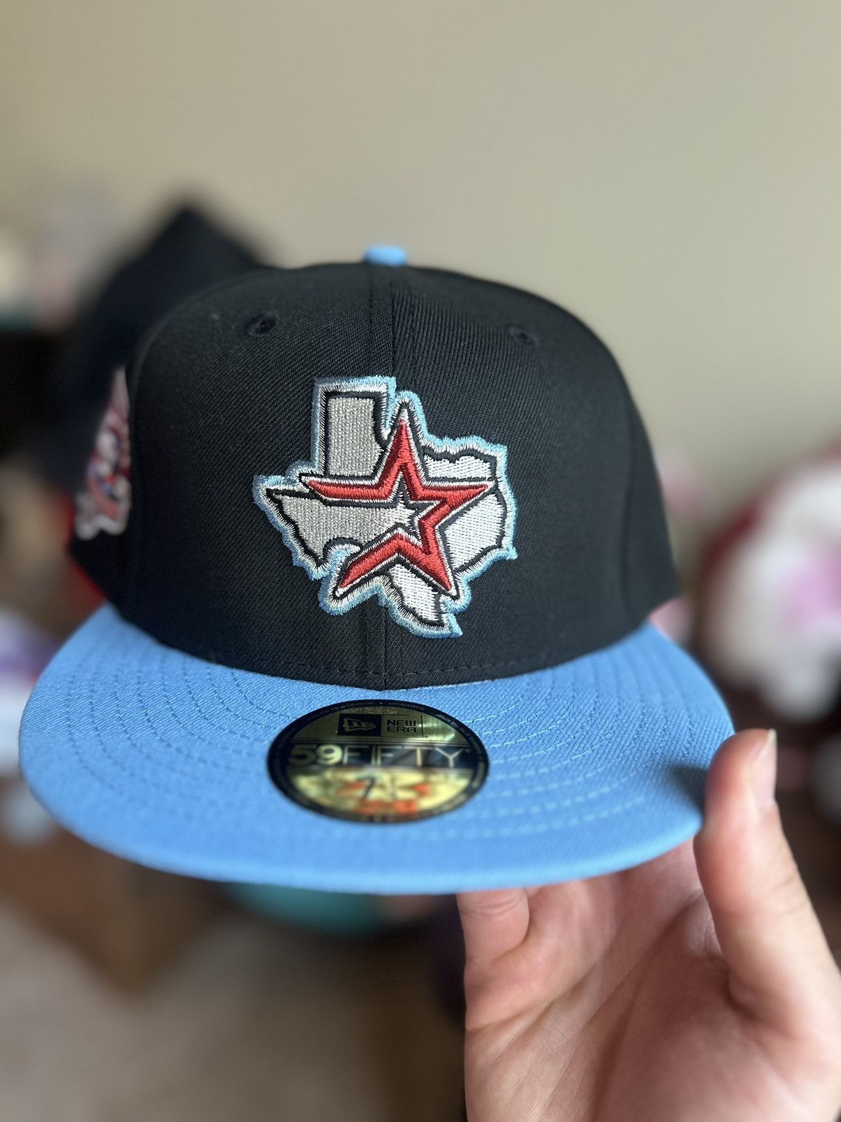 image of Vintage Houston Astros 45Th Anniversary Hat Club Noho 7 1/4 in Black, Men's