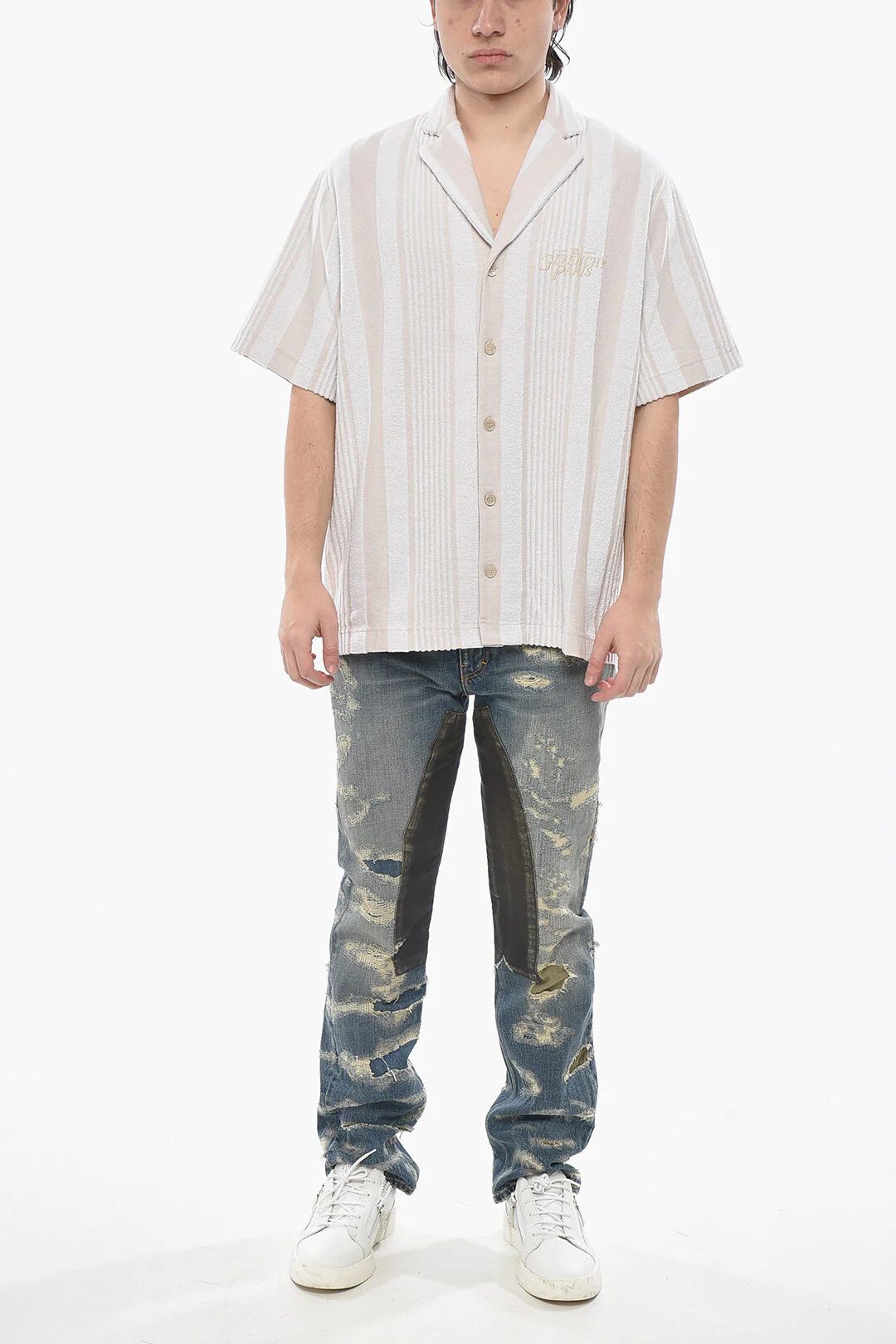 Givenchy og1mm0326 Terry Short-Sleeve Shirt in Beige Size US M / EU 48-50 / 2 - 4 Thumbnail