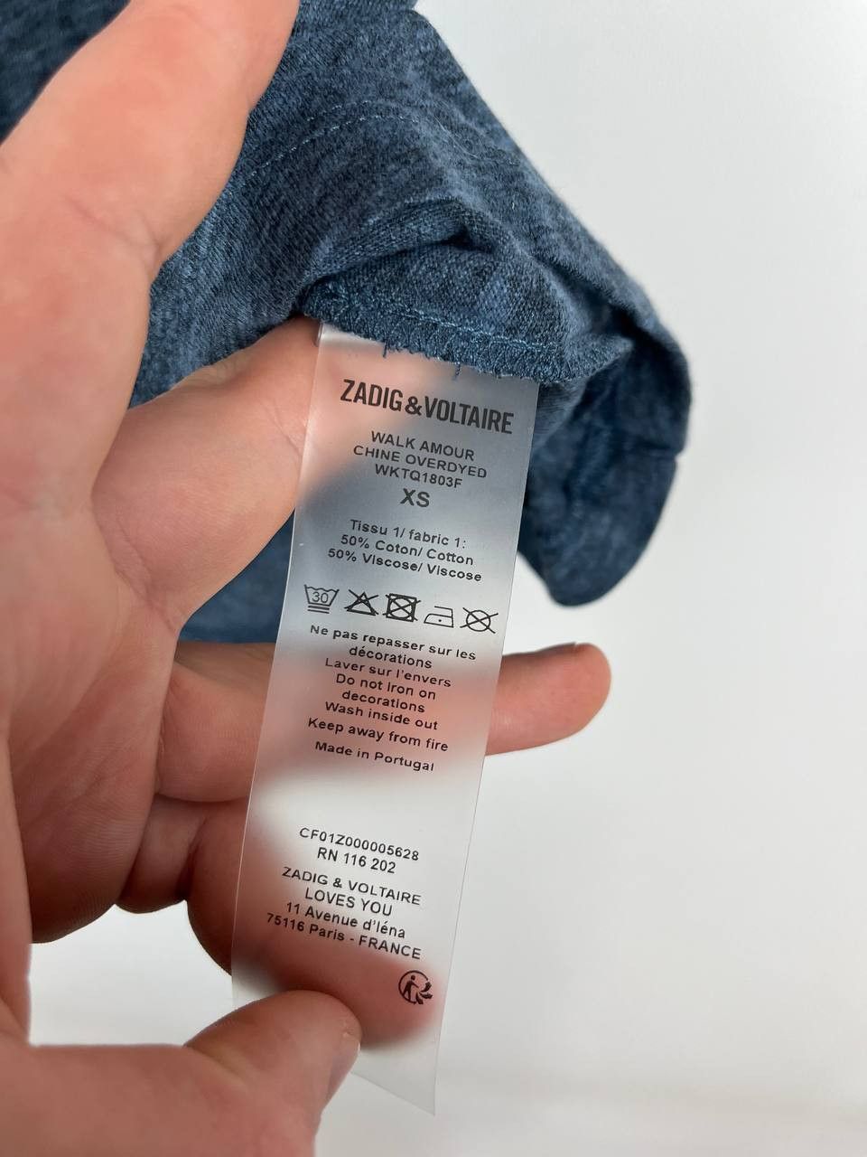 Zadig & Voltaire Zadig & Voltaire WALK AMOUR Blue Melange Graphic T-Shirt l Size XS / US 0-2 / IT 36-38 - 4 Thumbnail