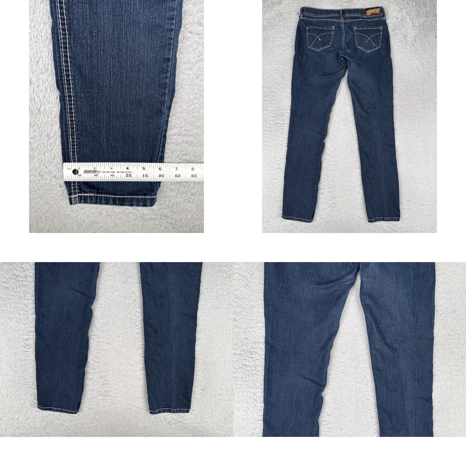 Vintage 2 BWU Womens Skinny Jeans Blue Dark Wash Mid Rise Slim 32x30 5-Pocket Denim Stretch Size 32" / US 10 / IT 46 - 9 Thumbnail